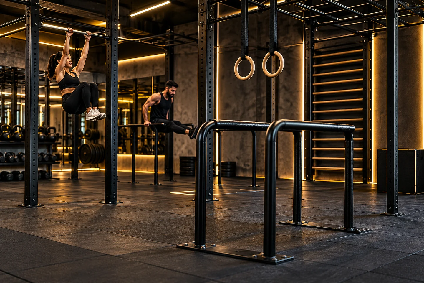 Calisthenics training rig and parallel bars